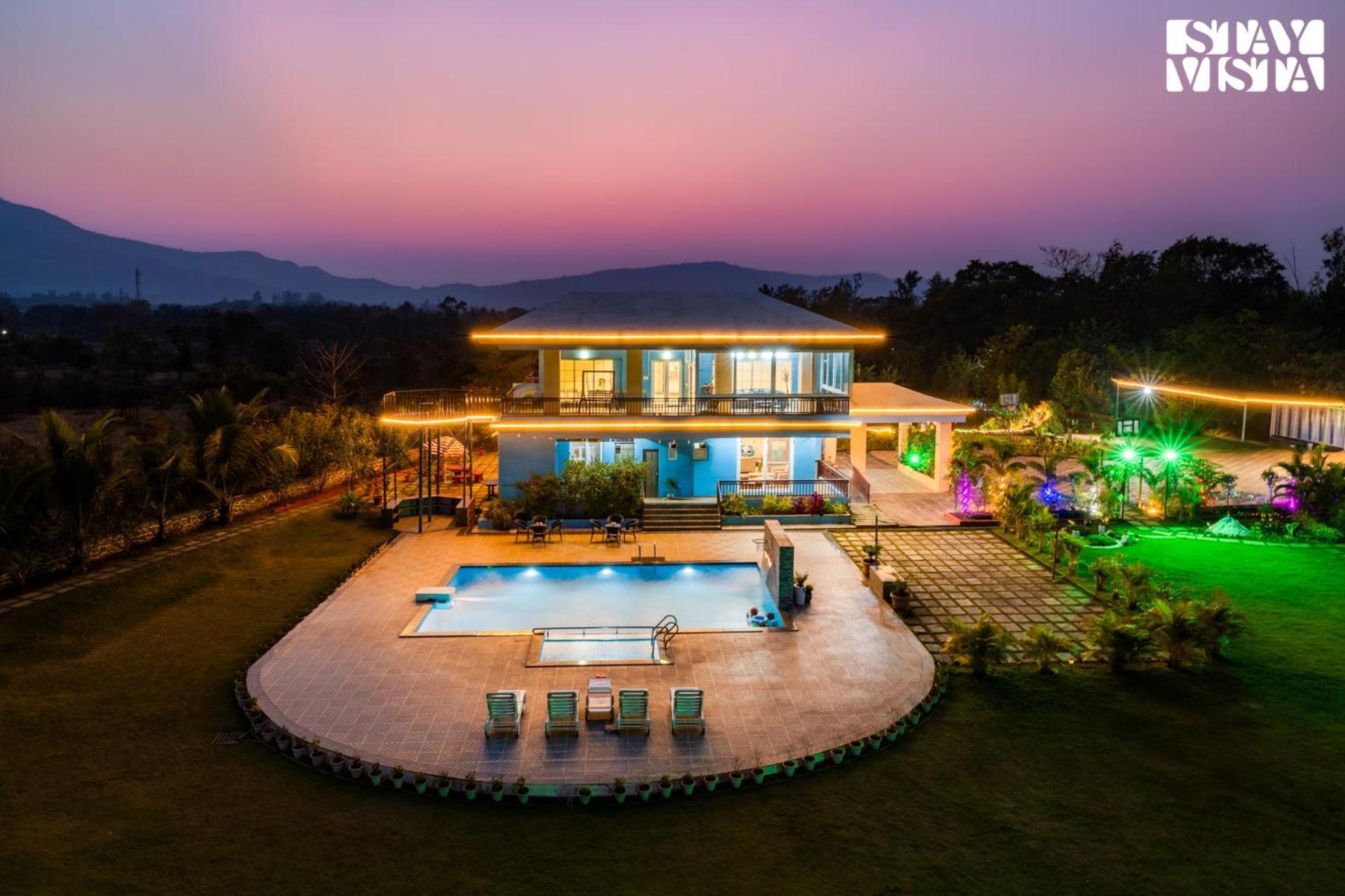 Stayvista'S Hillside Meadows - Mountainside Retreat With Farm View, Pool & Deck, Lawn & Gazebo Chinchavli Kültér fotó